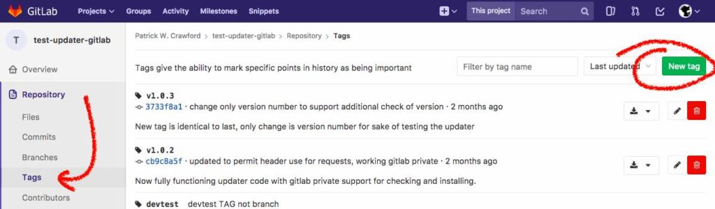 gitlab tag section